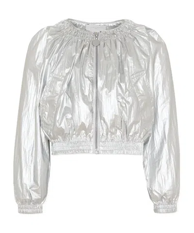 Stella Mccartney Kids' Zip-up Bomber Jacket In Silver