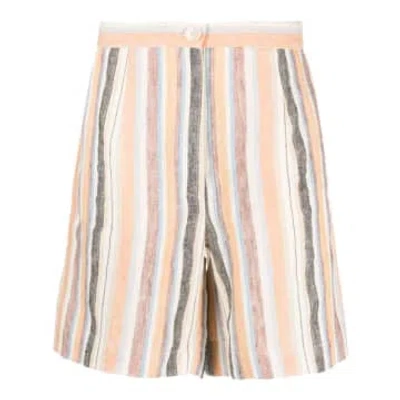 Stella Nova Venessa Stripe-pattern Linen Shorts In Orange
