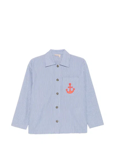 Stella Nova Anchor-patch Striped-pattern Shirt In Blue