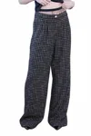 Stella Nova Checked Bouclé Straight Leg Pants In Black/white In Black