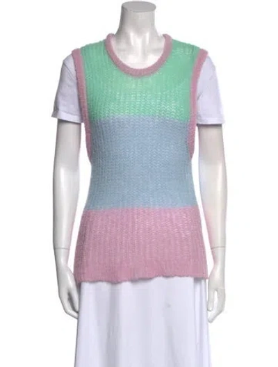 Pre-owned Stella Nova Colorblock Pattern Scoop Neck Sweater In Pink