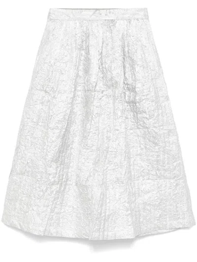 Stella Nova Crinkled Midi Skirt In Metallic