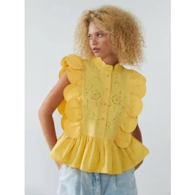 Stella Nova Embroidery Anglaise Top In Yellow