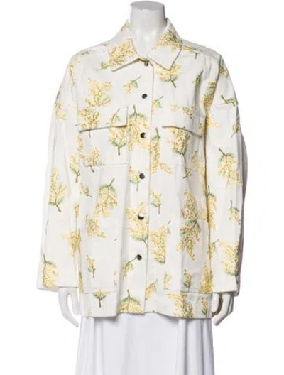 Pre-owned Stella Nova Floral Print Jacket In White