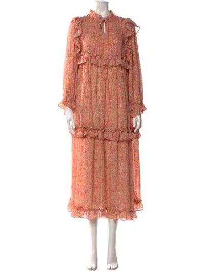 Pre-owned Stella Nova Floral Print Long Dress In Pink