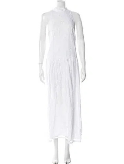 Pre-owned Stella Nova Floral Print Long Dress In White
