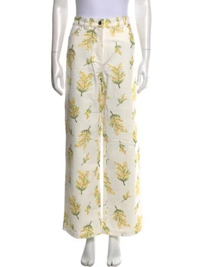 Pre-owned Stella Nova Floral Print Wide Leg Pants In Neutral