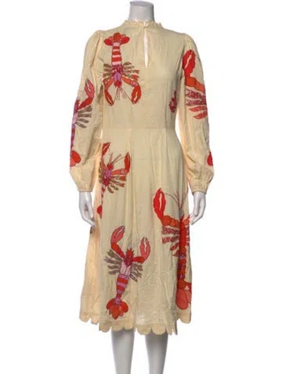 Pre-owned Stella Nova Graphic Print Midi Length Dress W/ Tags In Neutrals