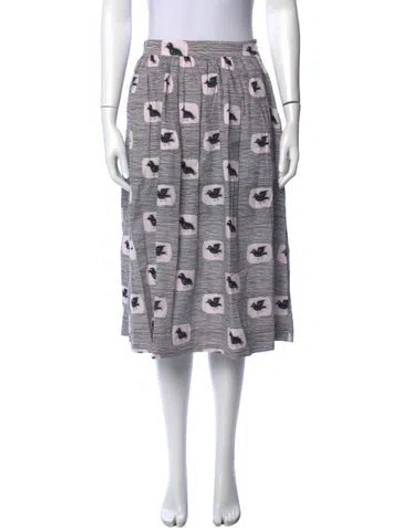 Pre-owned Stella Nova Graphic Print Midi Length Skirt In White