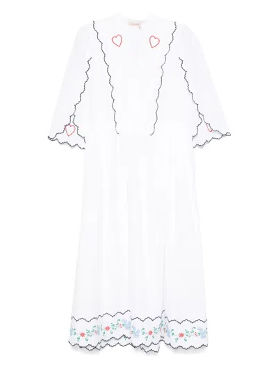Stella Nova Heart-embroidered Midi Dress