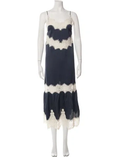 Pre-owned Stella Nova Lace Pattern Midi Length Dress W/ Tags In Blue