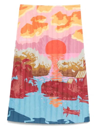 Stella Nova Landscape Quilted High-waisted Skirt