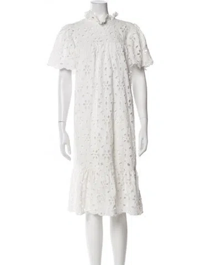 Pre-owned Stella Nova Mock Neck Midi Length Dress In White