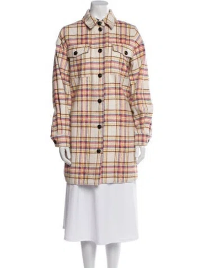 Pre-owned Stella Nova Nylon Plaid Print Trench Coat W/ Tags In Multi