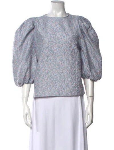 Pre-owned Stella Nova Patterned Crew Neck Top In Blue/white