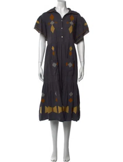 Pre-owned Stella Nova Patterned Long Dress In Grey