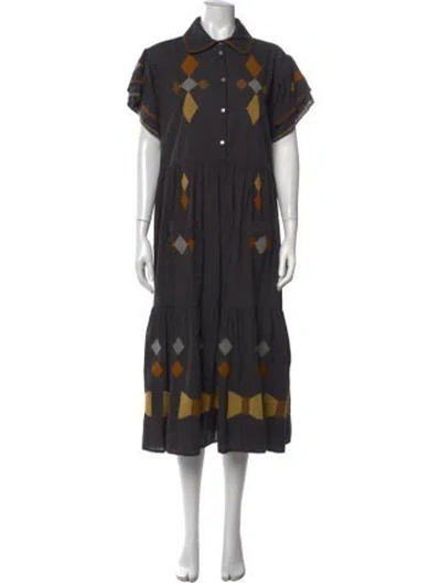 Pre-owned Stella Nova Patterned Midi Length Dress In Black