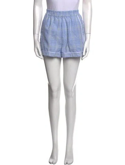 Pre-owned Stella Nova Plaid Print Mini Shorts In Blue