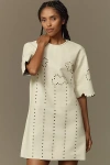 Stella Nova Pointelle Leather Mini Dress In White