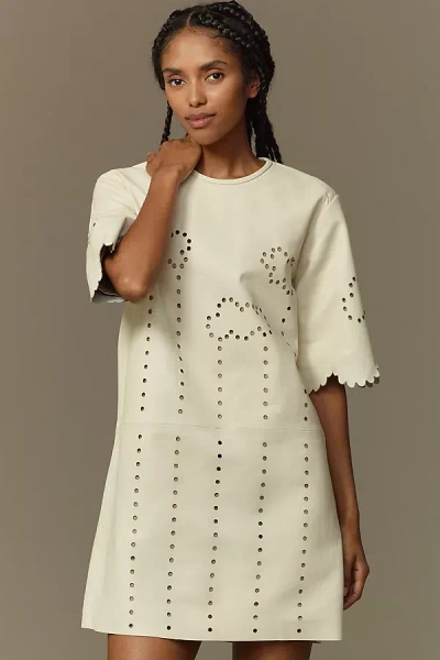 Stella Nova Pointelle Leather Mini Dress In White