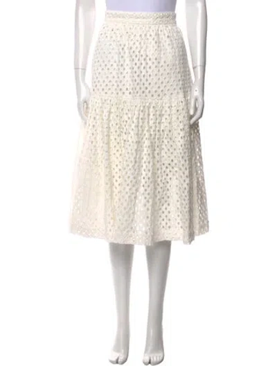 Pre-owned Stella Nova Polka Dot Print Midi Length Skirt In White