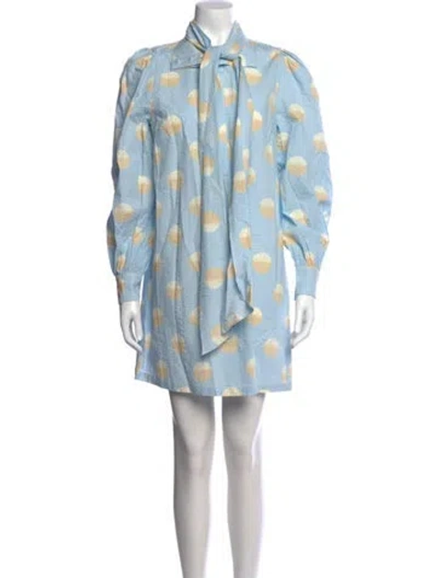 Pre-owned Stella Nova Polka Dot Print Mini Dress In Blue