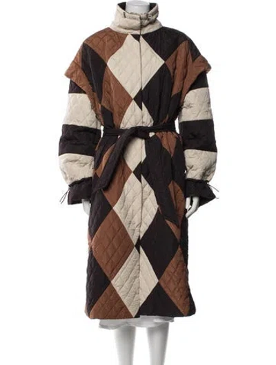Pre-owned Stella Nova Printed Coat In Brown