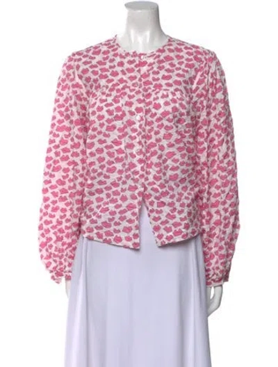 Pre-owned Stella Nova Printed Crew Neck Blouse In Pink