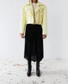 Stella Nova Short Leather Biker Jacket In Light Yellow