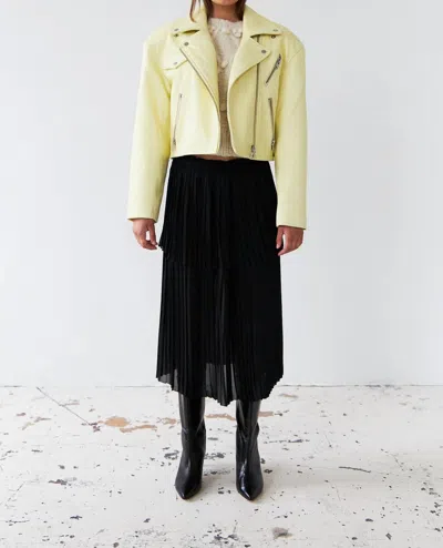 Stella Nova Short Leather Biker Jacket In Light Yellow In Gold