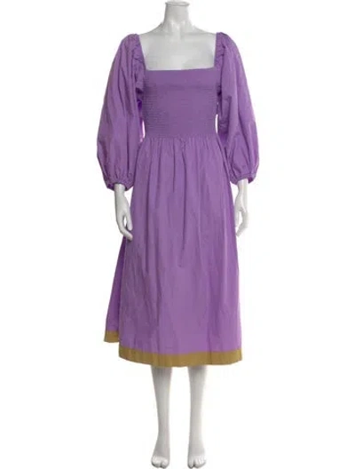 Pre-owned Stella Nova Square Neckline Midi Length Dress In Purple