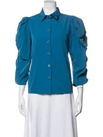 Pre-owned Stella Nova Three-quarter Sleeve Blouse In Blue