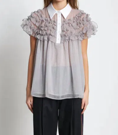 Stella Nova Vanilje Shirt Collar Top In Pearl Grey In Gray
