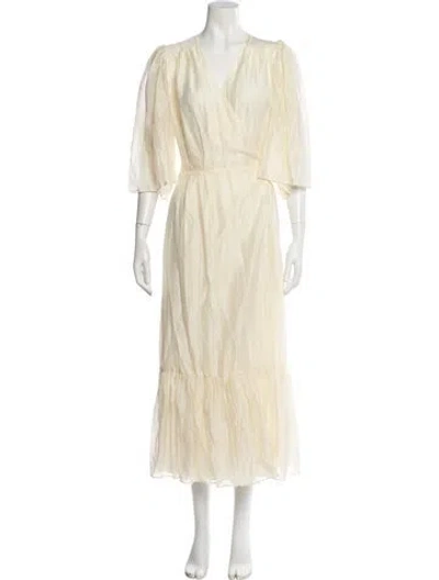 Pre-owned Stella Nova V-neck Long Dress In Neutral