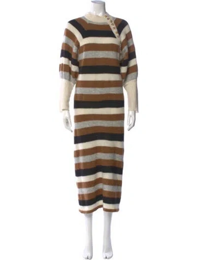 Pre-owned Stella Pardo Alpaca Long Dress In Neutral