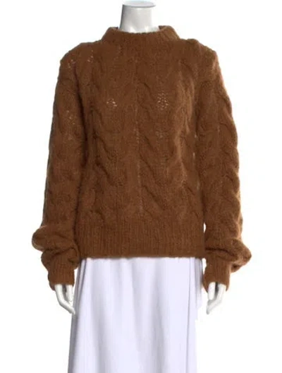 Pre-owned Stella Pardo Alpaca Mock Neck Sweater W/ Tags In Brown