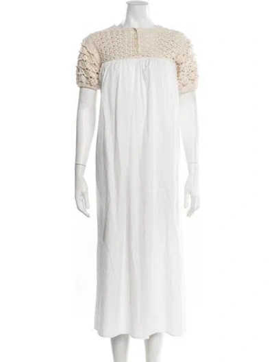 Pre-owned Stella Pardo Crew Neck Long Dress In White