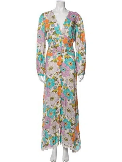 Pre-owned Stella Pardo Floral Print Long Dress In Multi