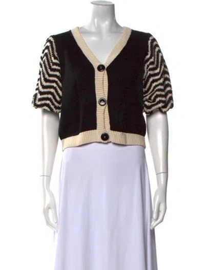 Pre-owned Stella Pardo Printed V-neck Sweater In Neutral