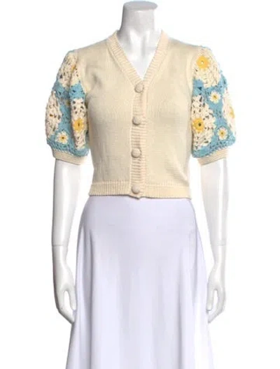 Pre-owned Stella Pardo Printed V-neck Sweater In Neutral