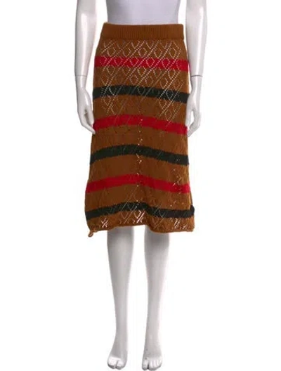 Pre-owned Stella Pardo Striped Knee-length Skirt In Brown