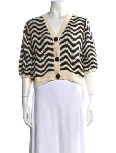 Pre-owned Stella Pardo Striped V-neck Sweater In Neutral
