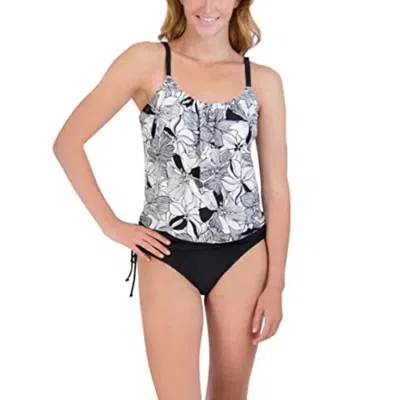 Stella Parker 2-piece Swim Set Womens Black Multi Floral Tummy Control Dsgl625 In Gray