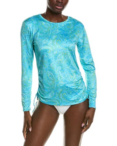 Stella Parker Adjustable Side Shirred Rashguard Top In Blue
