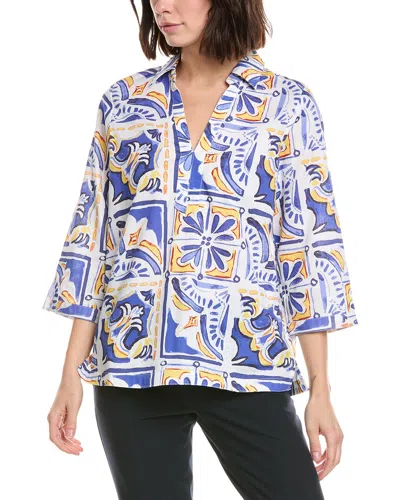 Stella Parker Alice Linen-blend Tunic Top In Multi