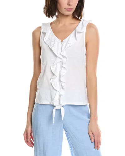 Stella Parker Anna Ruffle Neckline Blouse In White