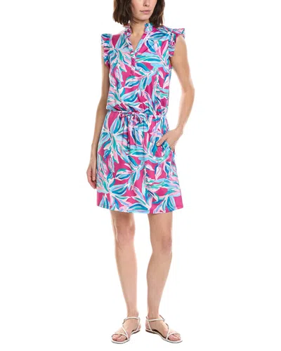 Stella Parker Audra Ruffle Sleeve Y Neck Dress In Multi