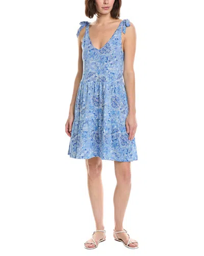 Stella Parker Bow Shoulder Tiered Mini Dress In Deb Denim Blue
