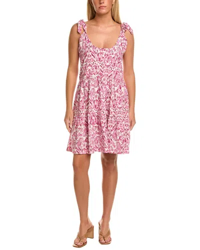 Stella Parker Bow Shoulder Tiered Mini Dress In Pink