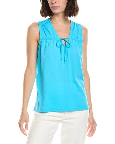 Stella Parker Brighton Ruched Tie Top In Blue